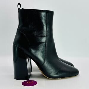 Vince Camuto Women's Enverna Heeled Black Leather Side Zip Booties Size 6.5